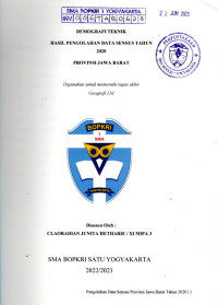 Image of TUGAS AKHIR GEOGRAFI : DEMOGRAFI TEKNIK HASIL PENGOLAHAN DATA SENSUS 2020 PROVINSI JAWA BARAT